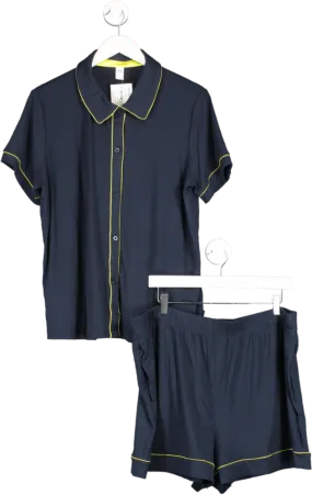 Chelsea Peers Blue Modal Piped Pyjama Set UK 18