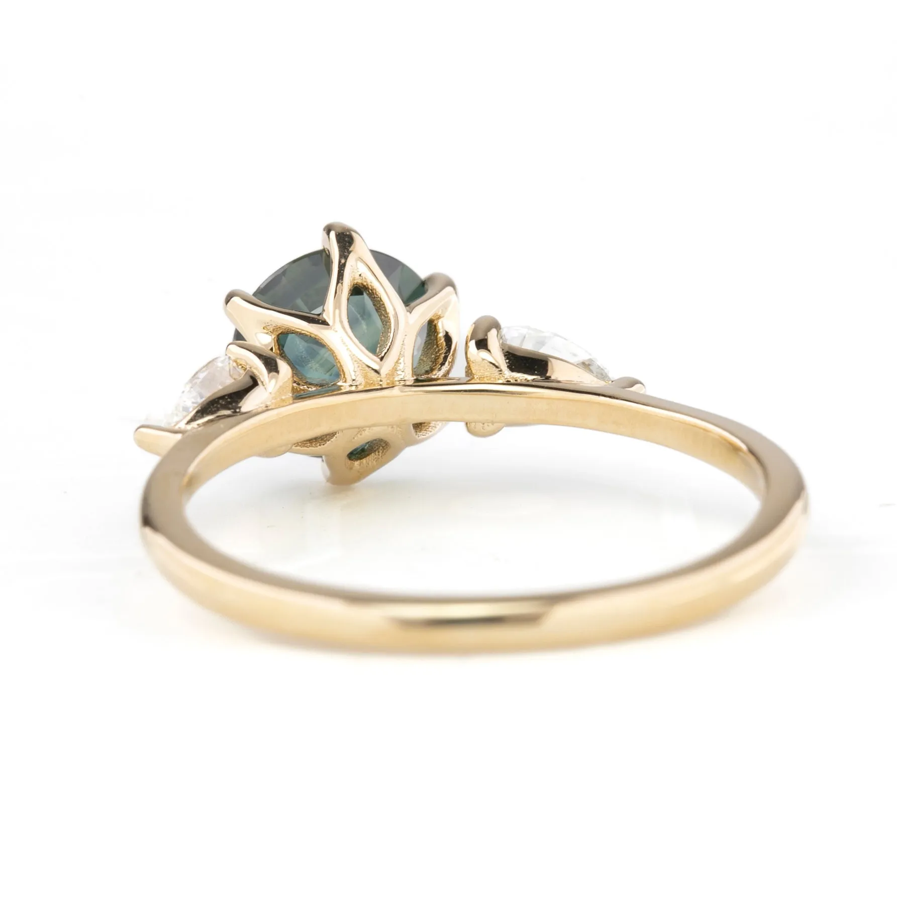 Claire Ring 1.55ct Teal Blue Australian Sapphire, 14k Yellow Gold (One of a kind)