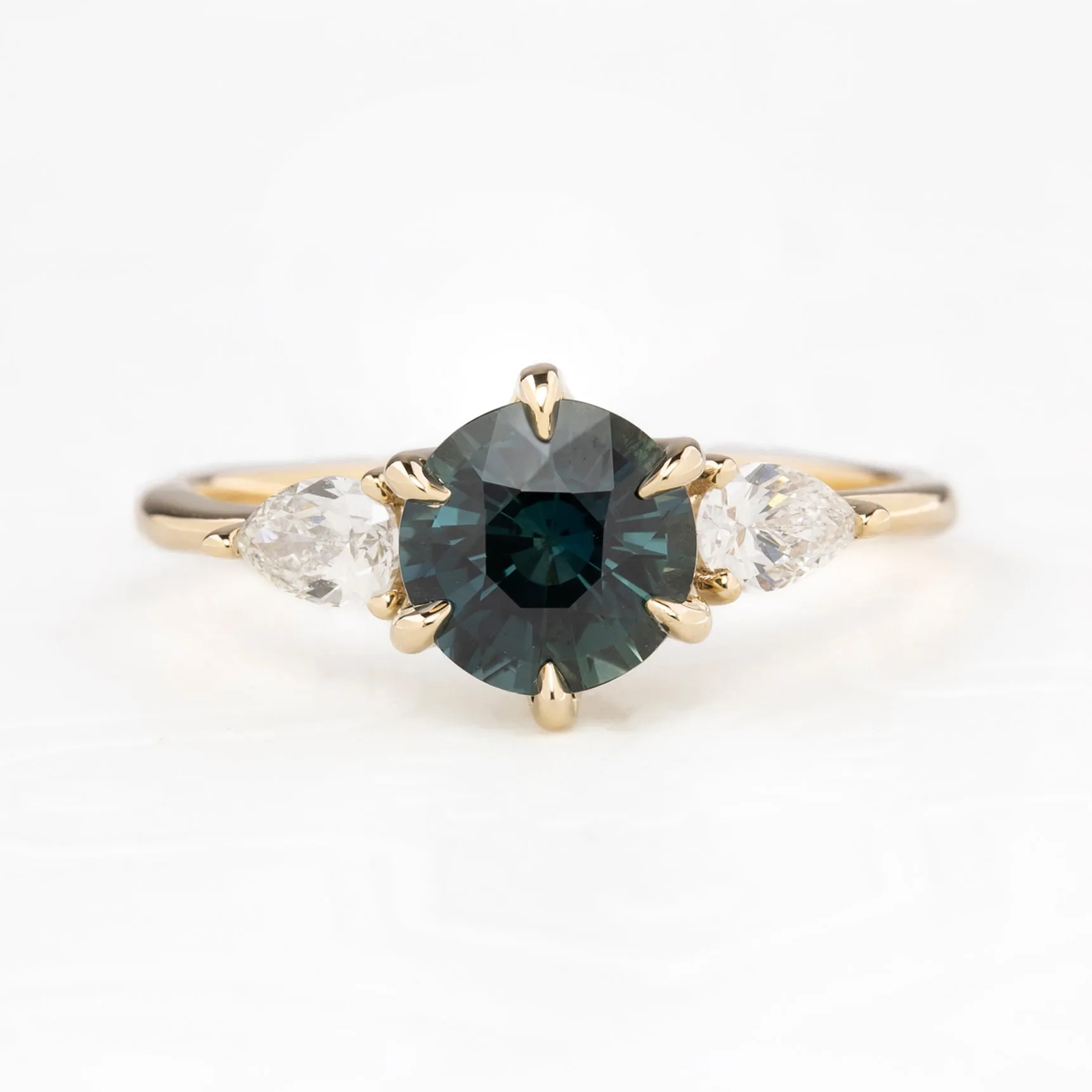 Claire Ring 1.55ct Teal Blue Australian Sapphire, 14k Yellow Gold (One of a kind)