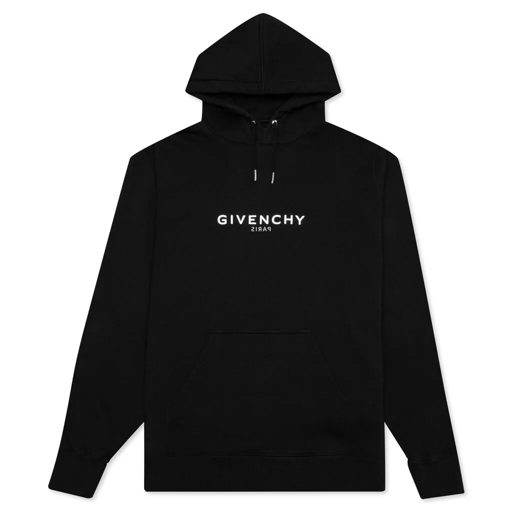 Classic Fit Hoodie w/ Reverse Print - Black