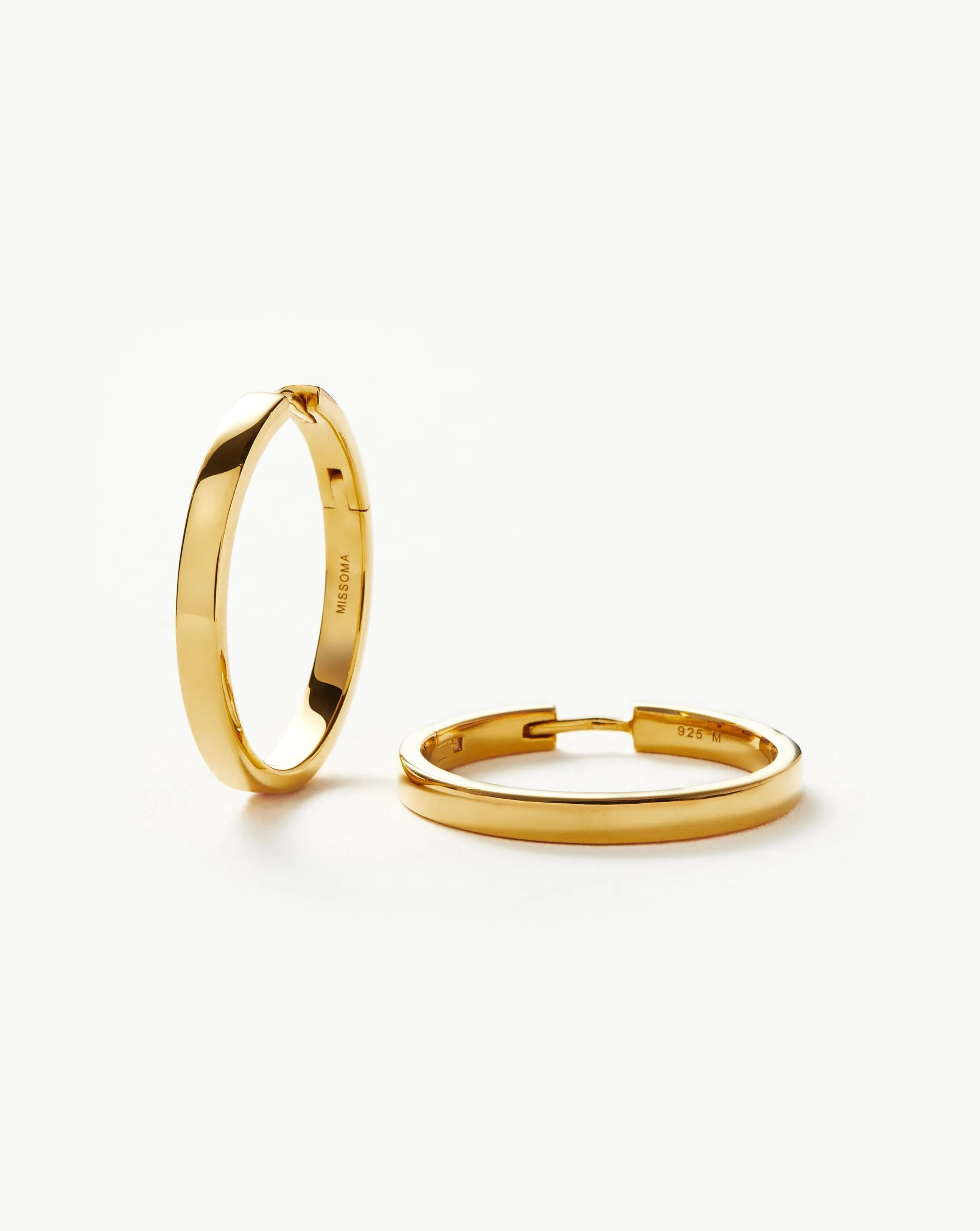 Classic Flat Medium Hoop Earrings | 18ct Gold Plated Vermeil