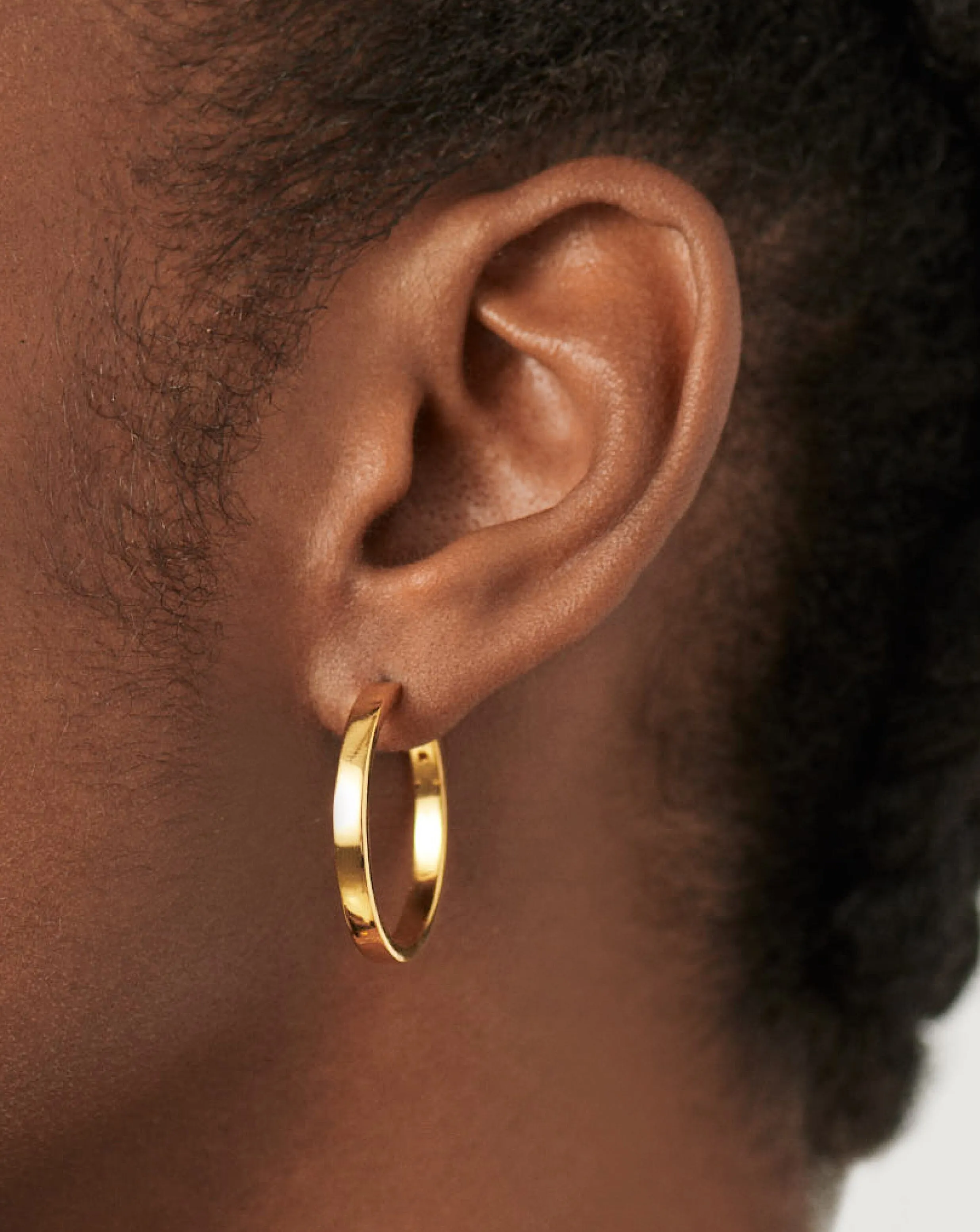 Classic Flat Medium Hoop Earrings | 18ct Gold Plated Vermeil