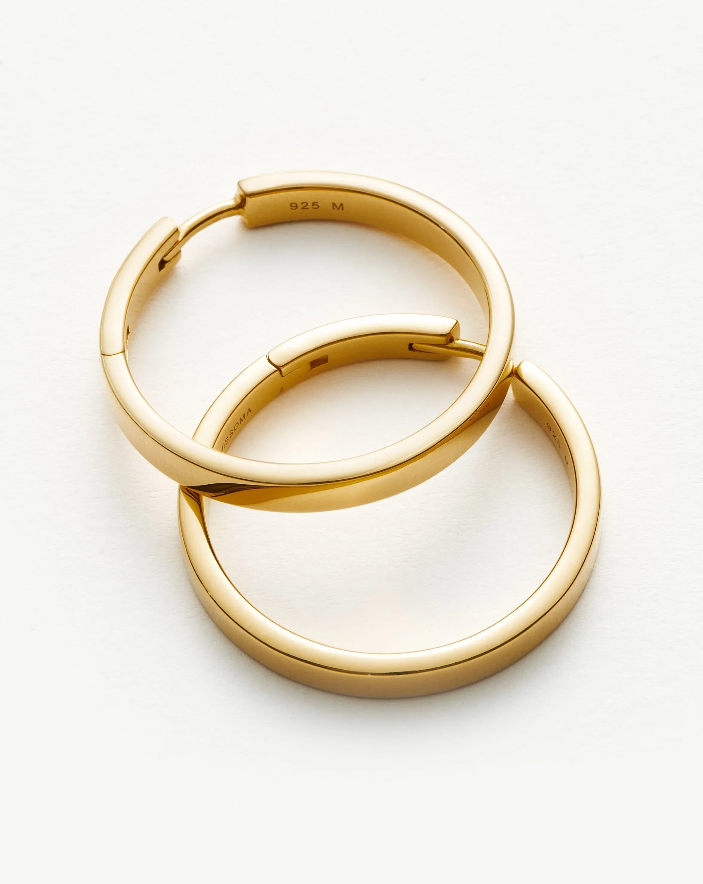 Classic Flat Medium Hoop Earrings | 18ct Gold Plated Vermeil