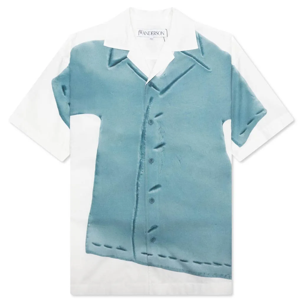 Clay Trompe L'Oeil Print S/S Shirt - White/Light Blue