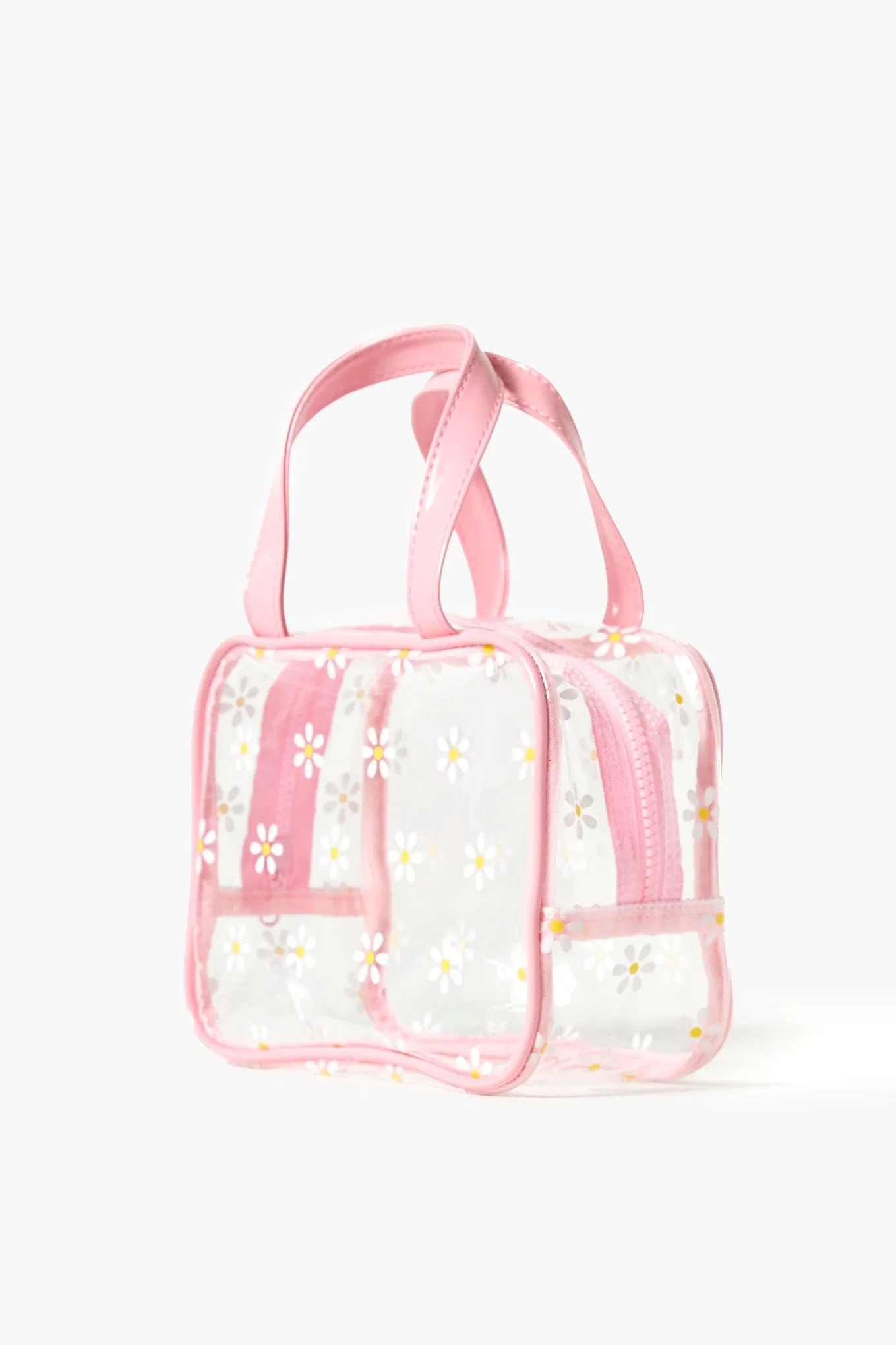 Clear Flower Print Makeup Bag