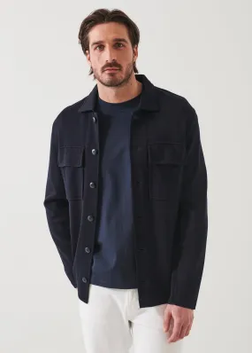 COTTON BLEND KNIT SHIRT JACKET