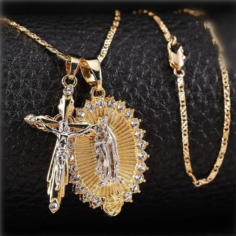 Crucifix   Virgin Mary Necklace