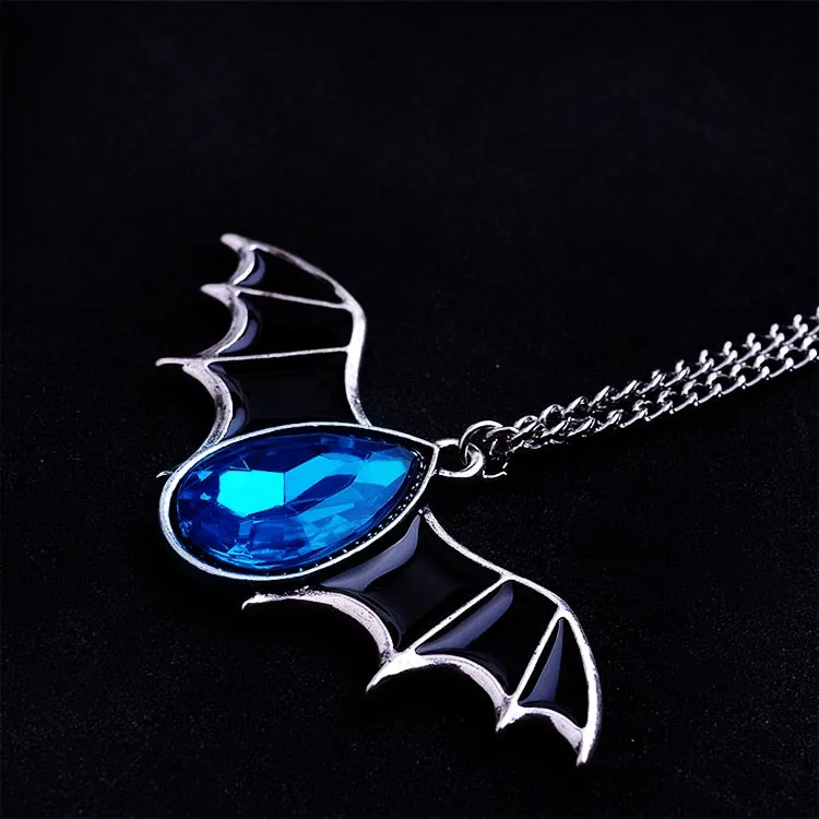 Crystal Vampire Bat Necklace