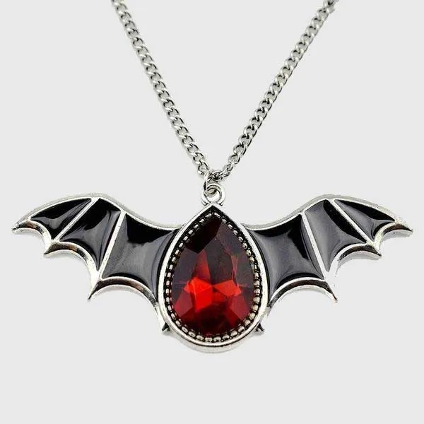 Crystal Vampire Bat Necklace