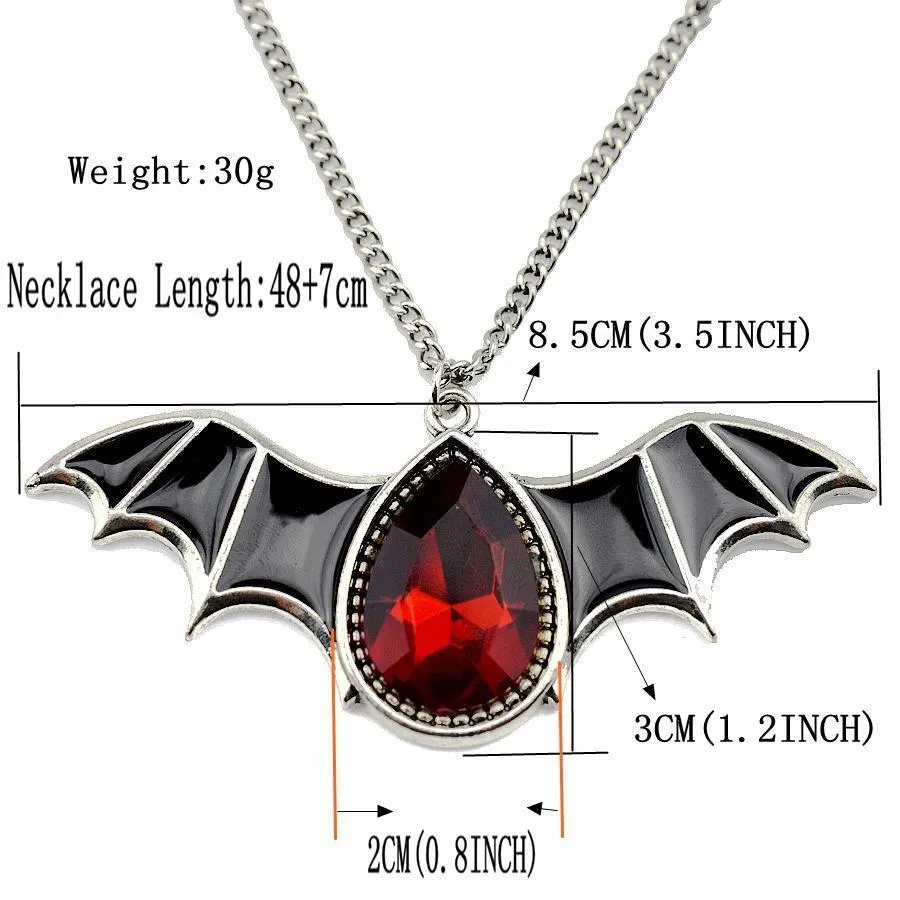 Crystal Vampire Bat Necklace