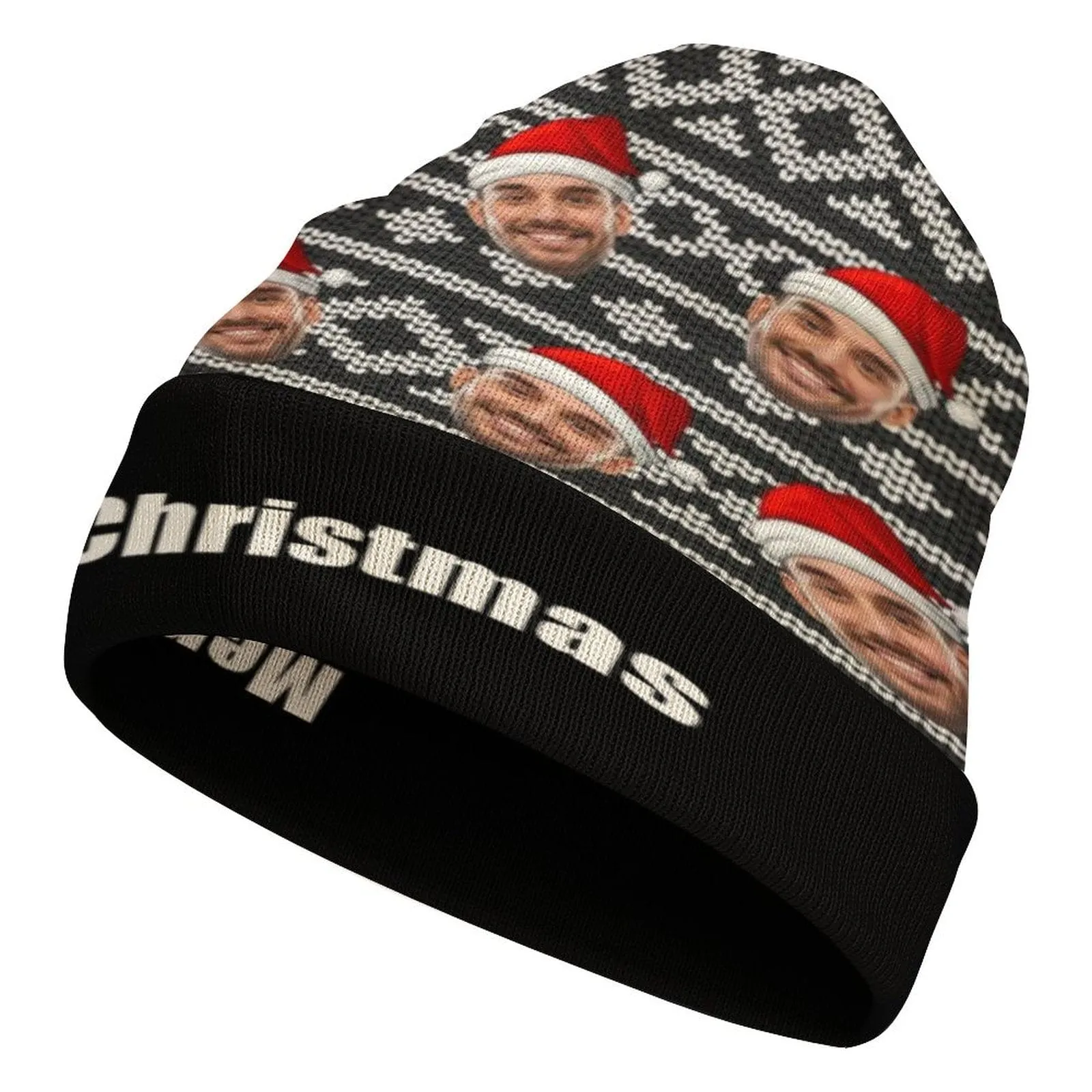 Custom Face Merry Christmas Unisex All Over Printed Knitted Hat