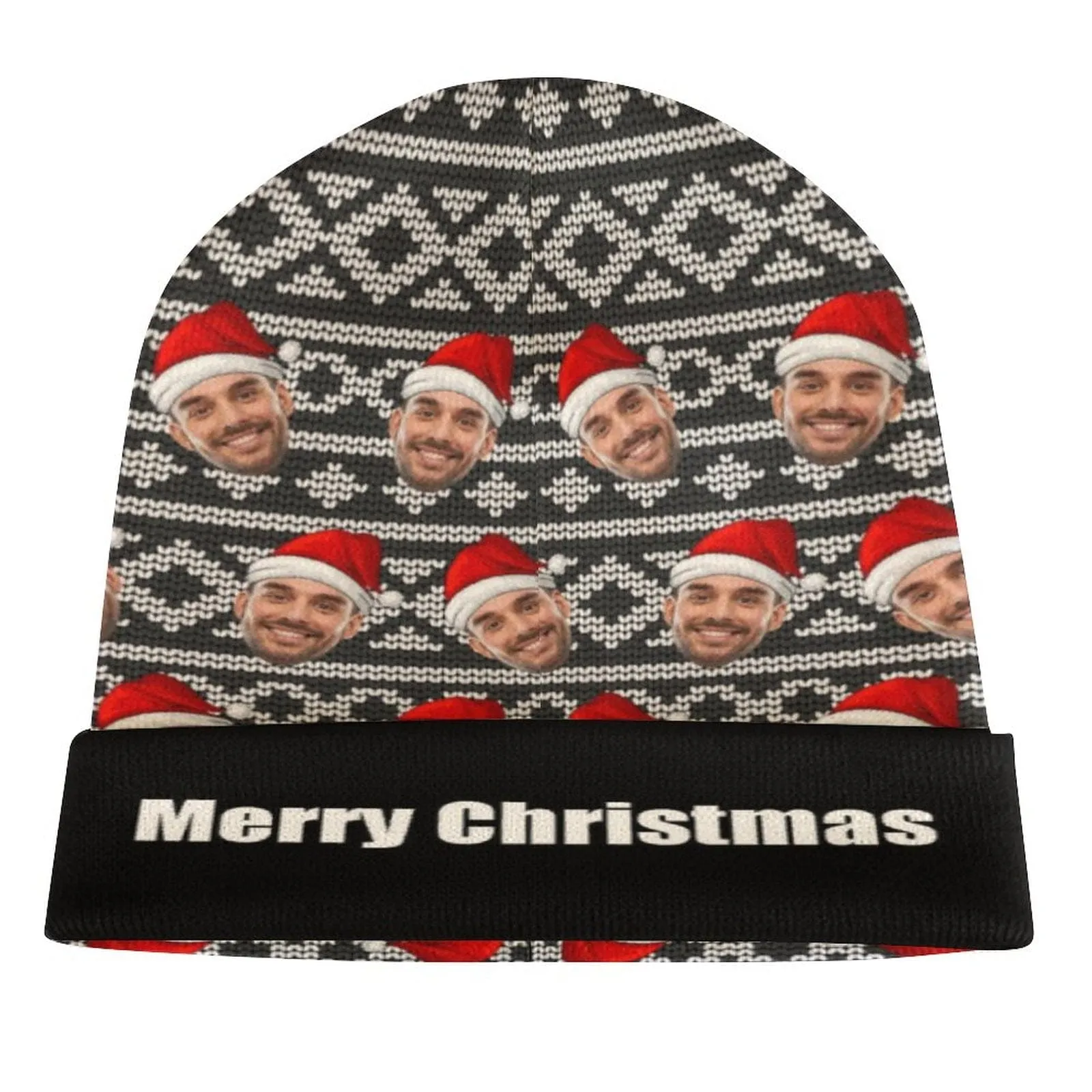 Custom Face Merry Christmas Unisex All Over Printed Knitted Hat