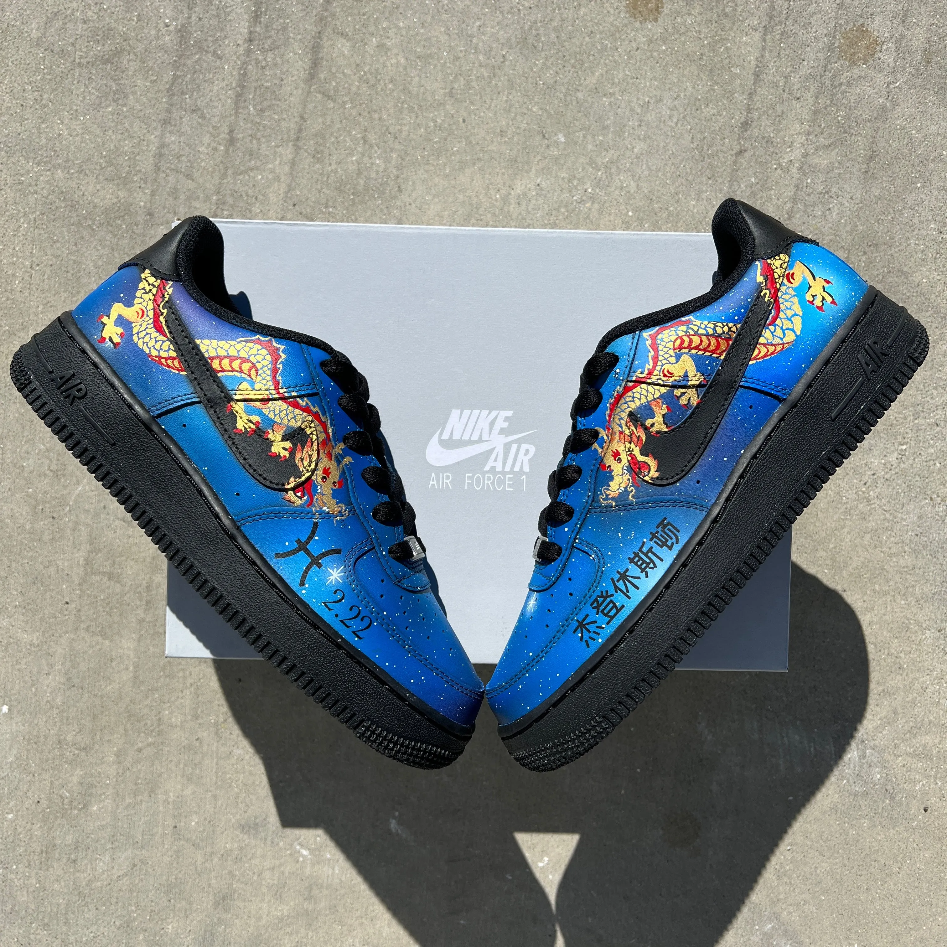 Custom Hand Painted Galaxy Horoscope Pisces Sign Nike Air Force 1