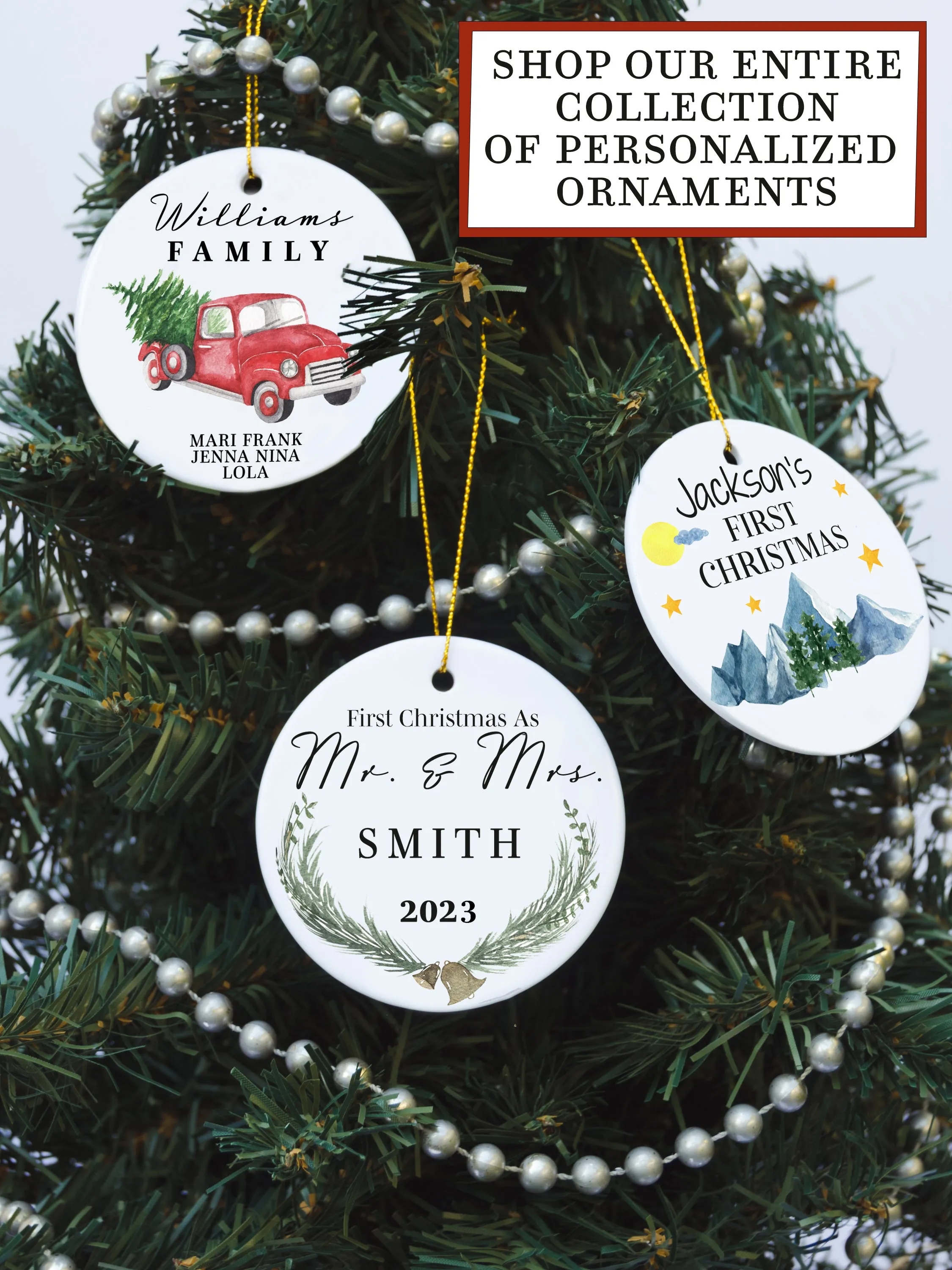 Custom Mr. and Mrs. 1st Christmas Ornament Bells