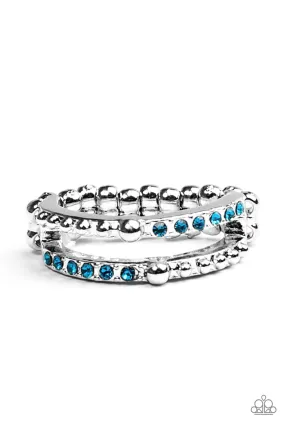 Dauntless Shimmer Silver and Blue Ring - Paparazzi Accessories