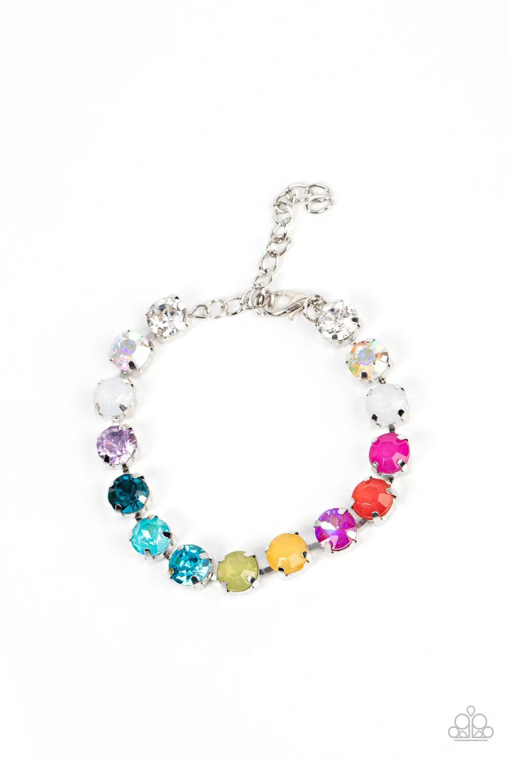 Dreamy Debutante Multi Rainbow Rhinestone Bracelet - Paparazzi Accessories