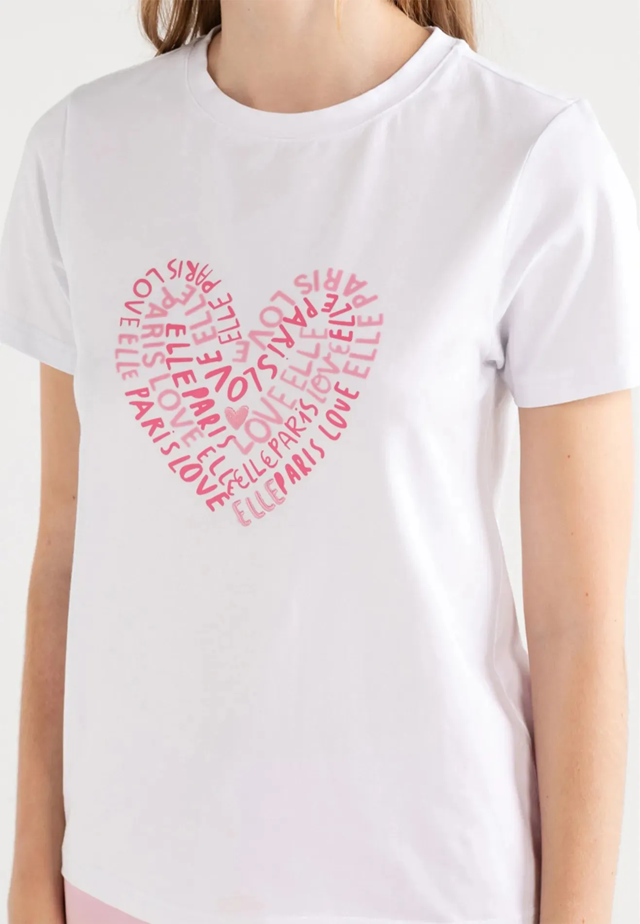 ELLE Leisure LOVE Graphic Printed Logo Basic Tee