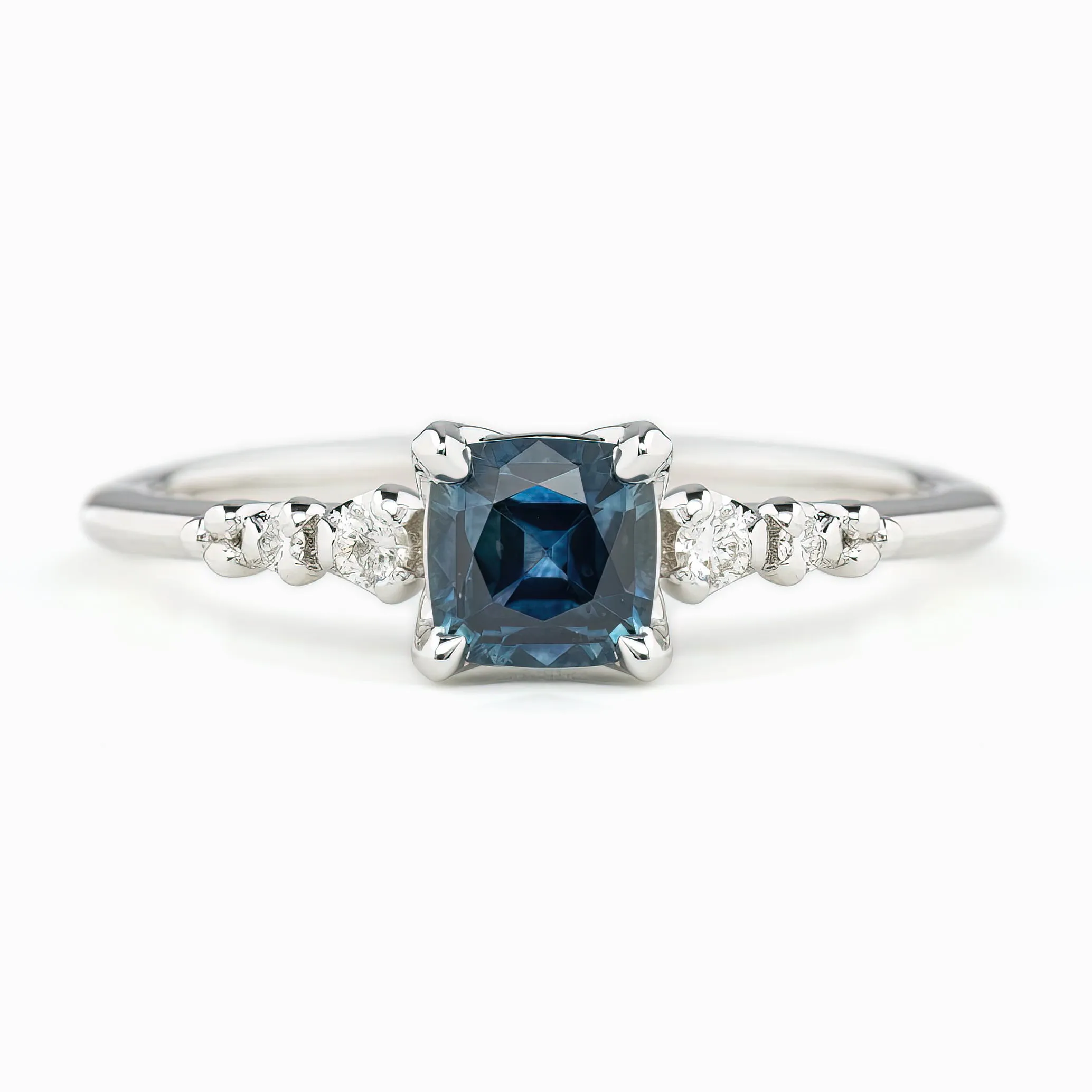 Estel Luxe Ring 0.72ct Blue Montana Sapphire, 14k White Gold (One of a kind)