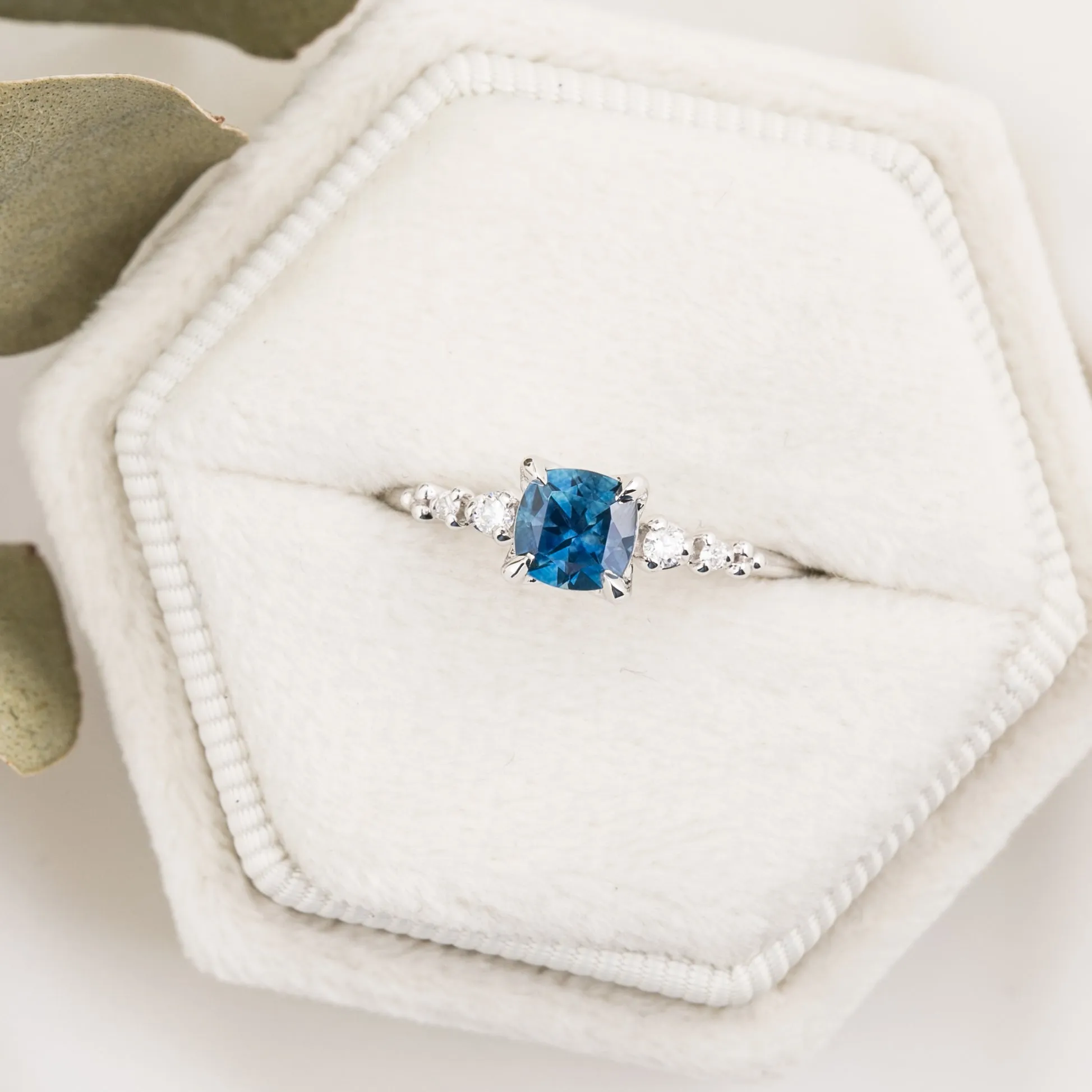 Estel Luxe Ring 0.72ct Blue Montana Sapphire, 14k White Gold (One of a kind)