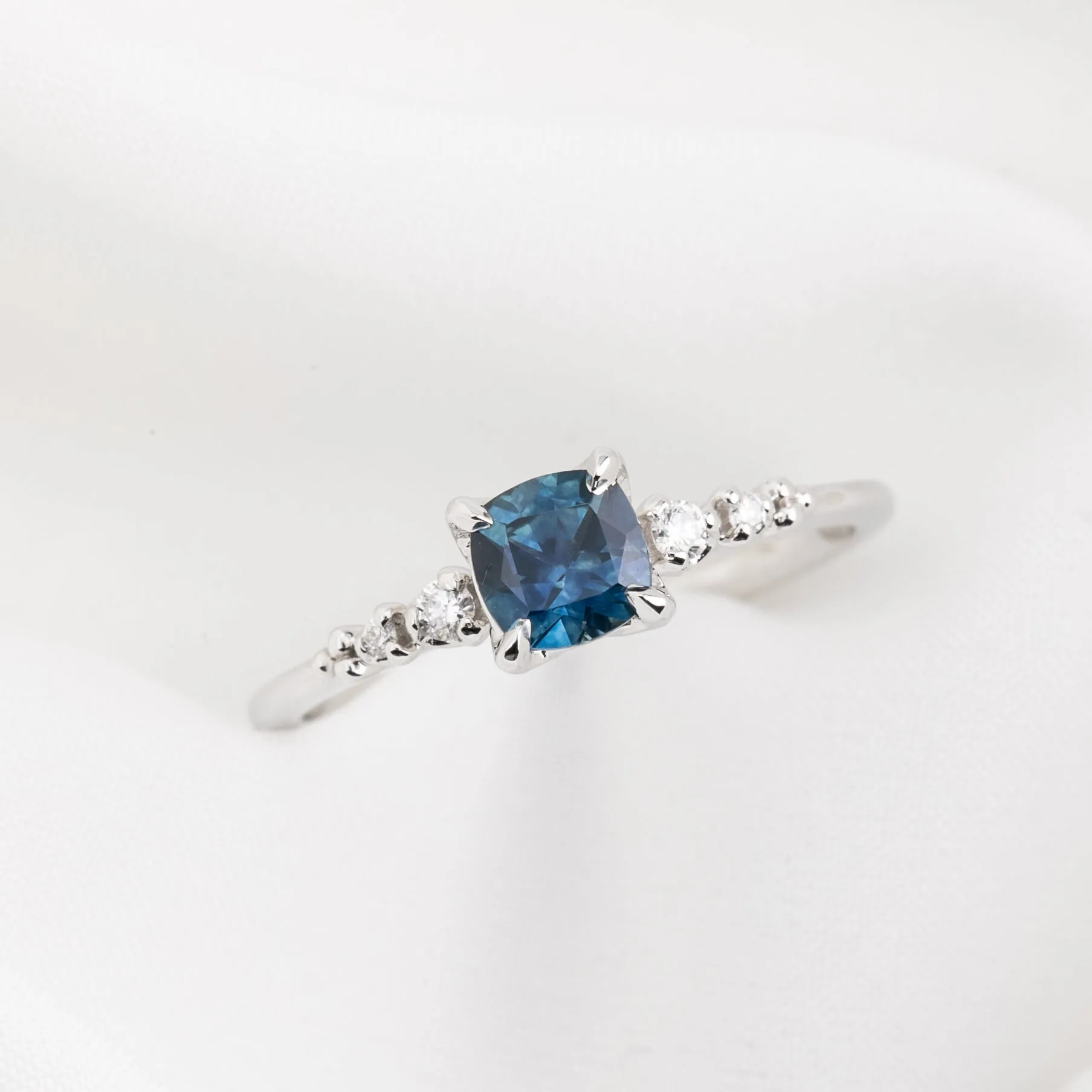 Estel Luxe Ring 0.72ct Blue Montana Sapphire, 14k White Gold (One of a kind)