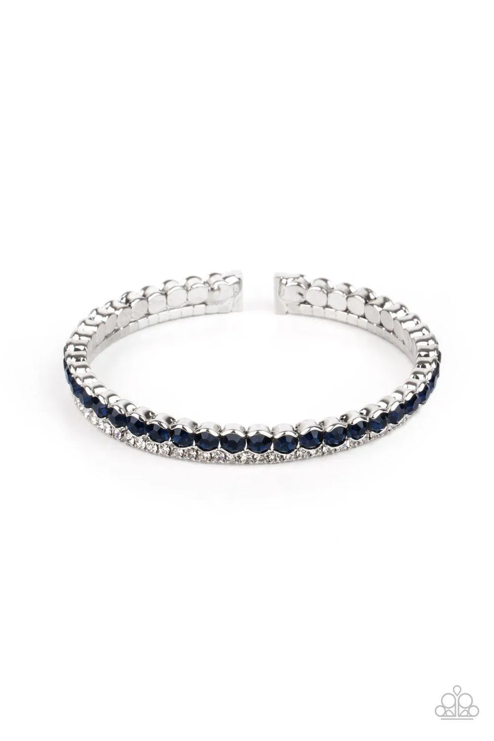 Fairytale Sparkle Blue and White Rhinestone Cuff Bracelet - Paparazzi Accessories