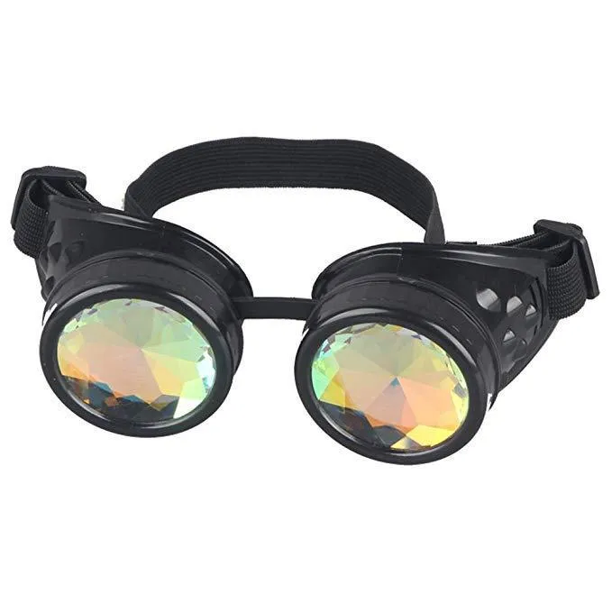 Flashez Black Kaleidoscope Steampunk Goggles