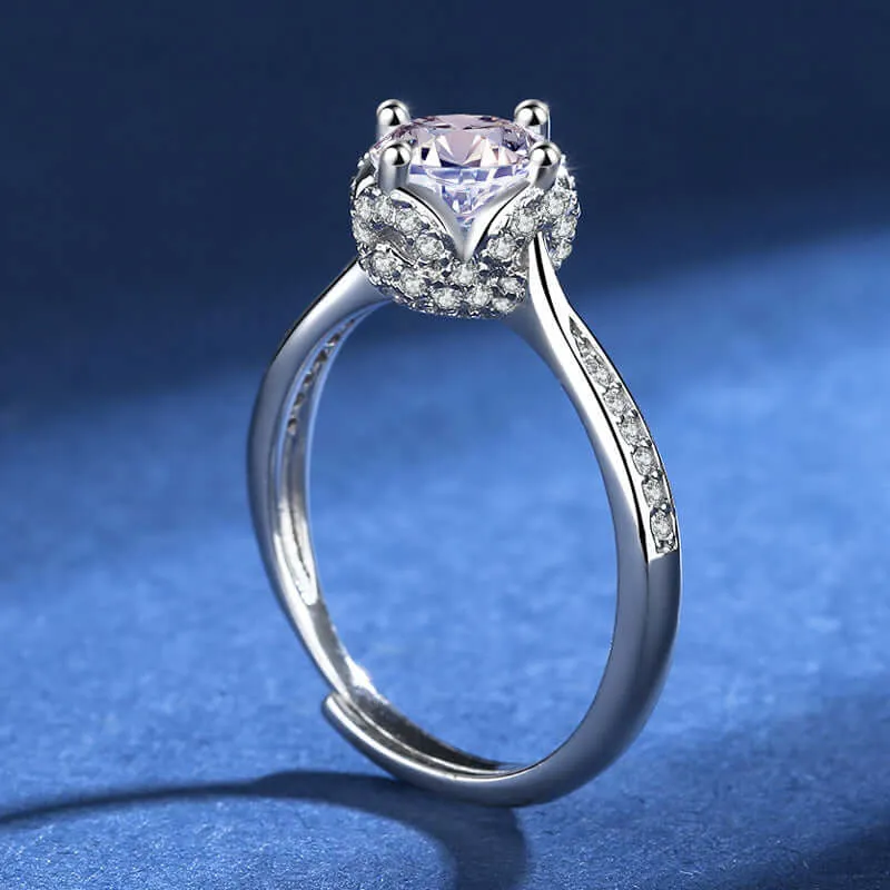 Four Claw Flower Moissanite Ring