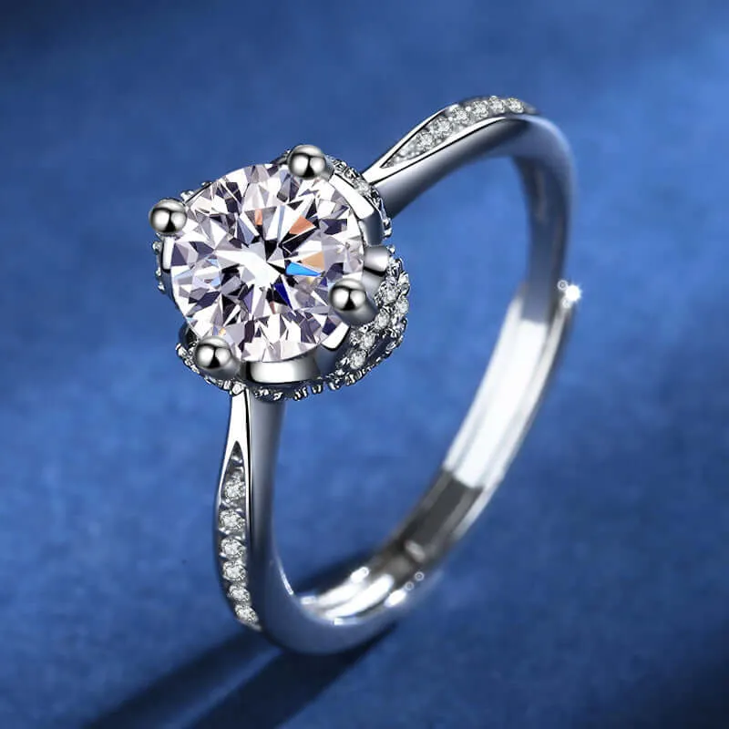 Four Claw Flower Moissanite Ring