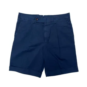 FRESH Cotton One-Pleat Shorts In Navy