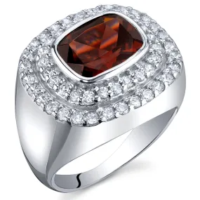 Garnet Radiant Cut Sterling Silver Ring Size 9