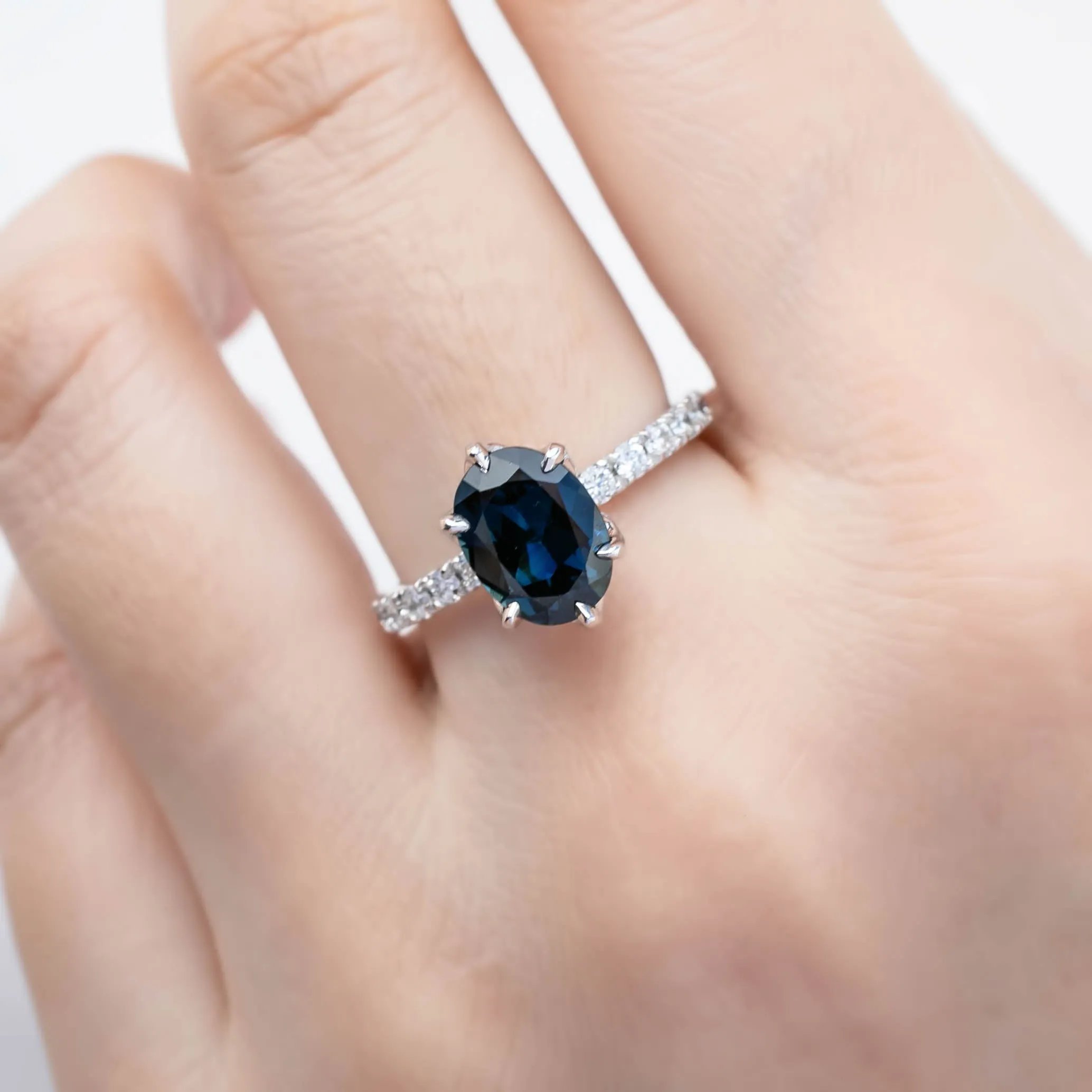 GIA Certified 2.39ct Deep Teal Blue Queensland Sapphire Maria Luxe Ring, Platinum (One of a kind)