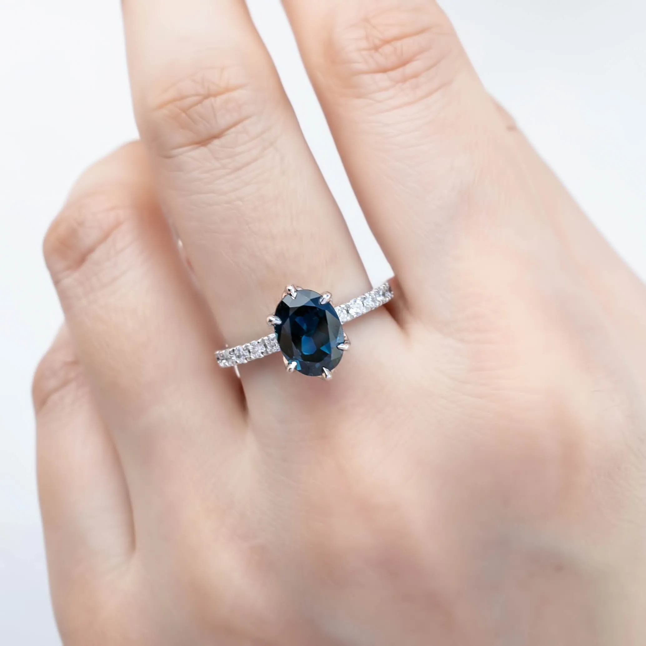 GIA Certified 2.39ct Deep Teal Blue Queensland Sapphire Maria Luxe Ring, Platinum (One of a kind)