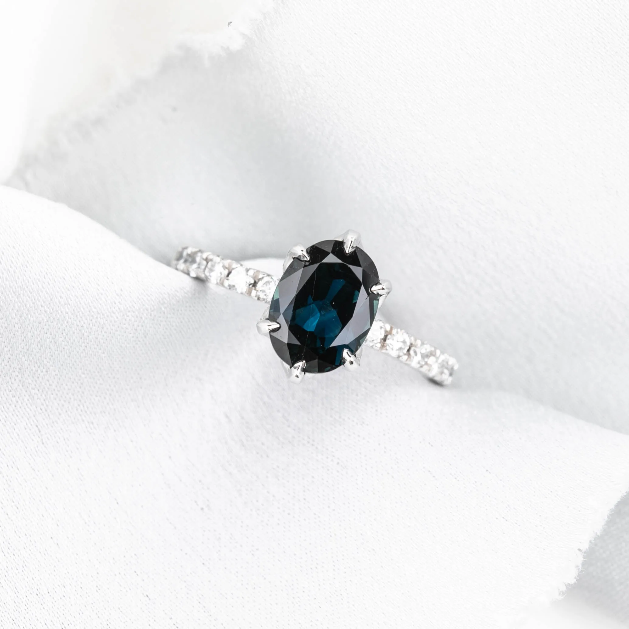 GIA Certified 2.39ct Deep Teal Blue Queensland Sapphire Maria Luxe Ring, Platinum (One of a kind)