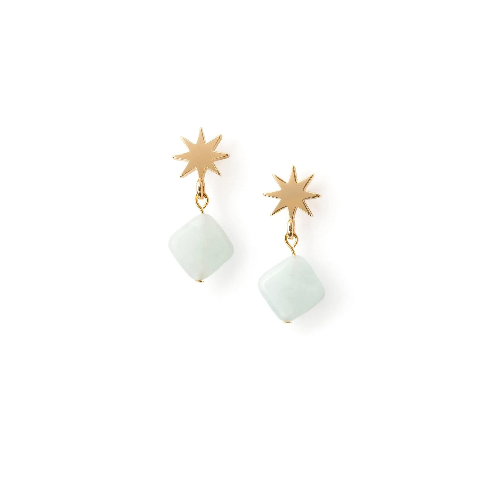 gold star   mini aquamarine earrings