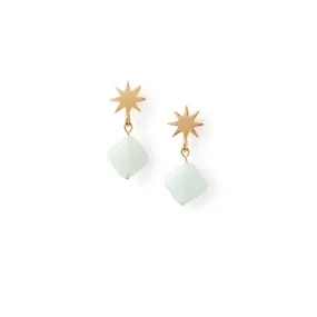 gold star   mini aquamarine earrings