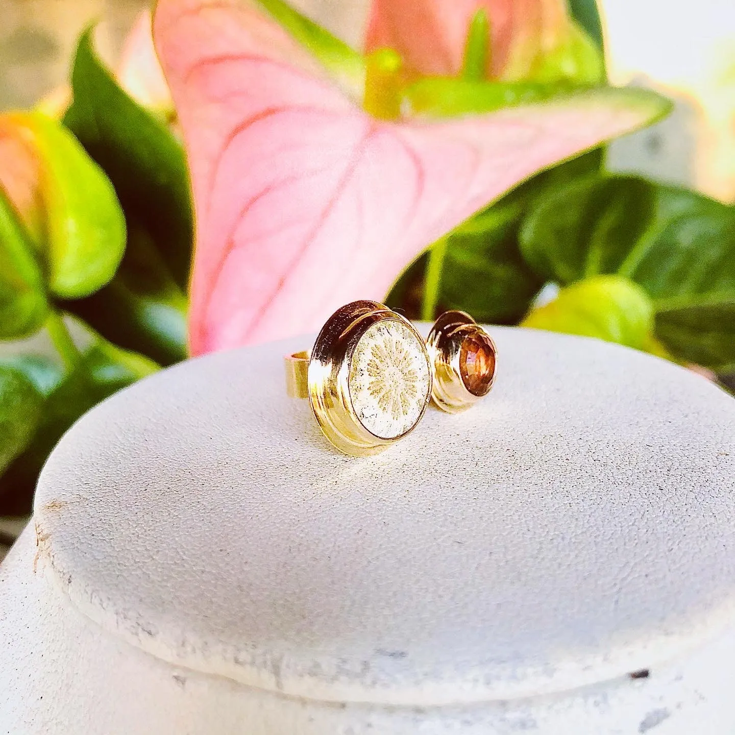 Golden Sunrise Flower Ring