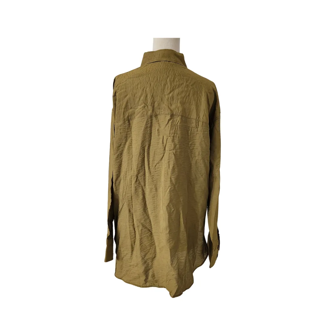 H&M Olive Oversized Collared Shirt | Like New |