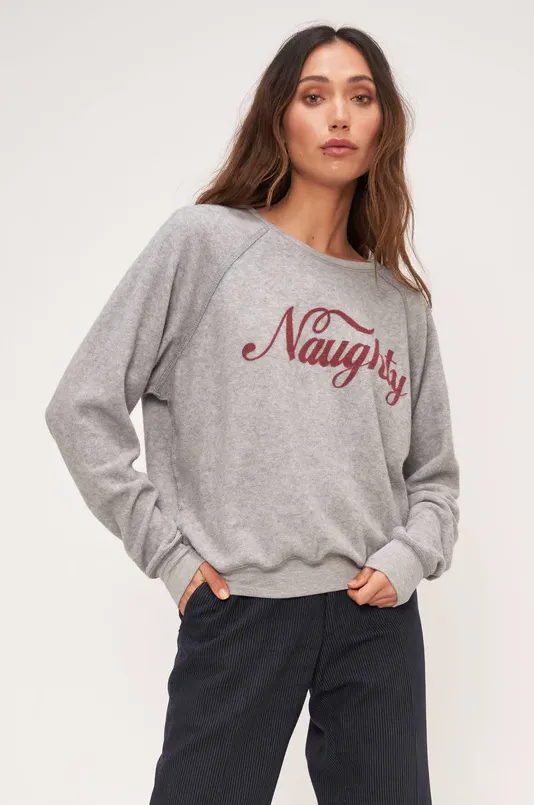 Heather Grey Naughty/Nice reversible sweatshirt