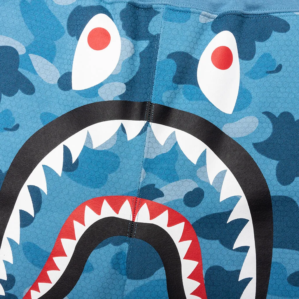 Honeycomb Camo Shark Sweat Shorts - Blue