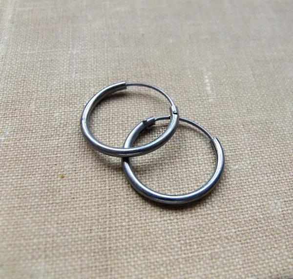 Huggie Hoop Earrings - Sterling Silver Tube Hoops