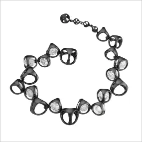 Icona Black Rhodium & Rock Crystal Bracelet in Sterling Silver