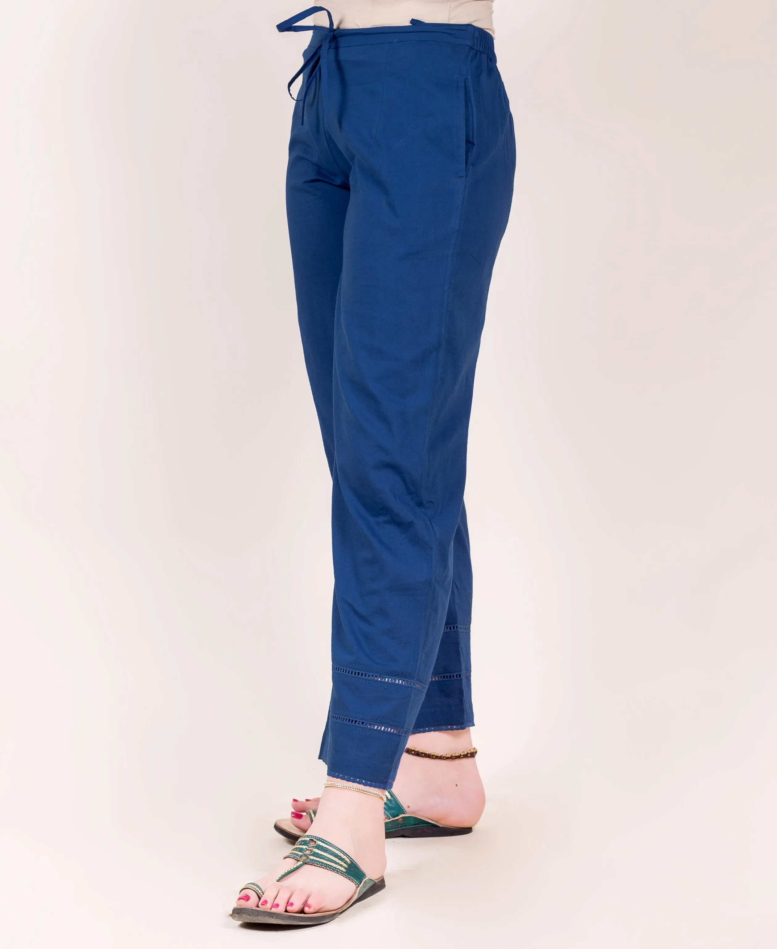 Indigo Pants with Ladder Lace