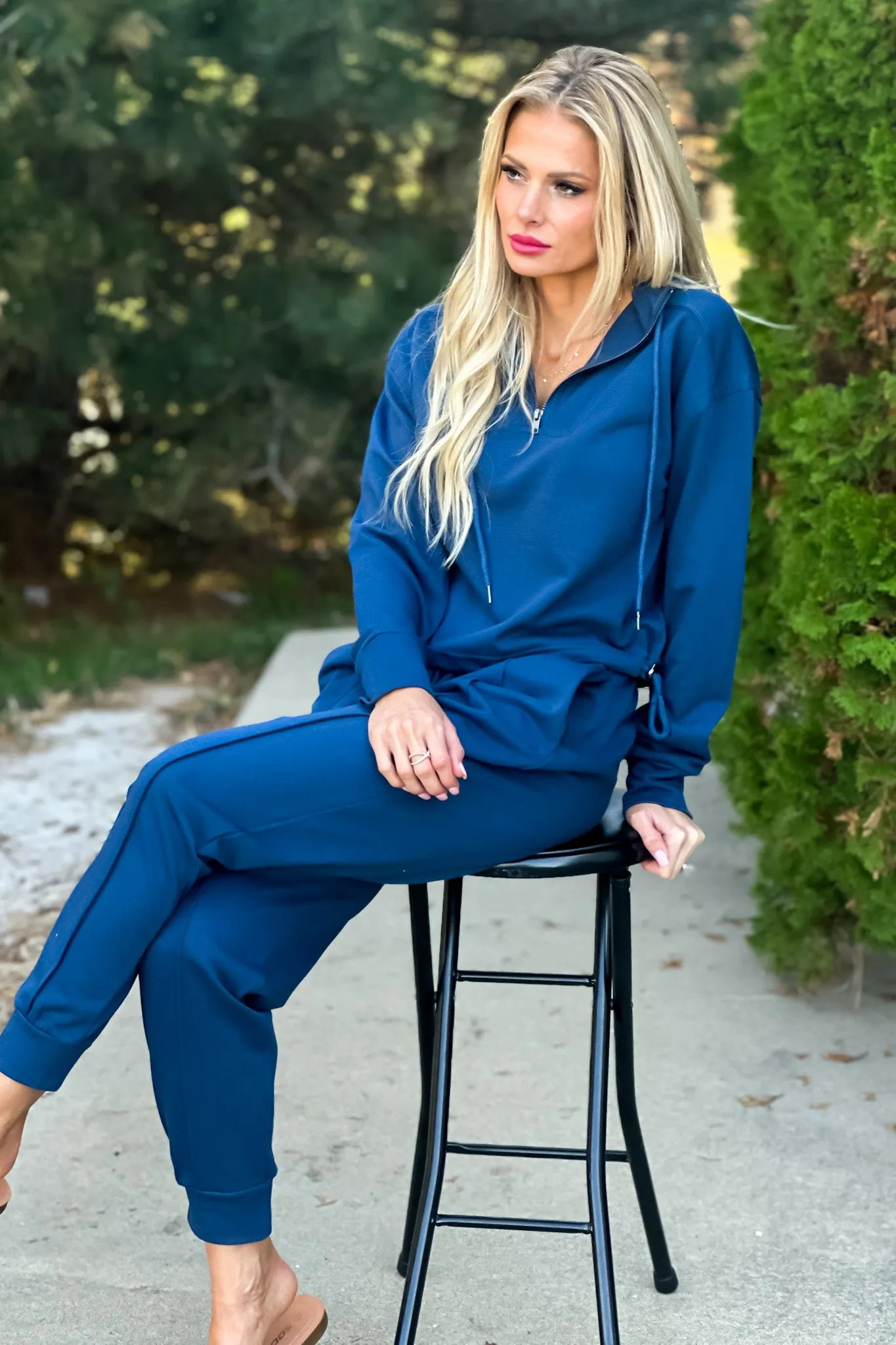 Isabella 1/4 Zip Pullover & Jogger 2PC Set : Indigo