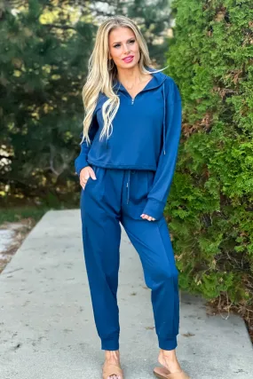 Isabella 1/4 Zip Pullover & Jogger 2PC Set : Indigo