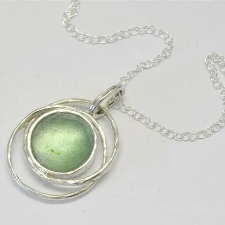 Israeli Roman glass necklace for woman. Amazing Sterling silver necklace set with authentic Roman glass