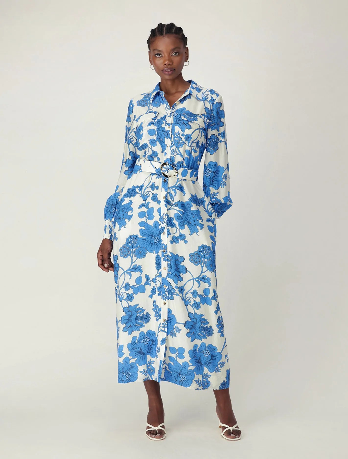 Janie Printed Shirt Midi Dress