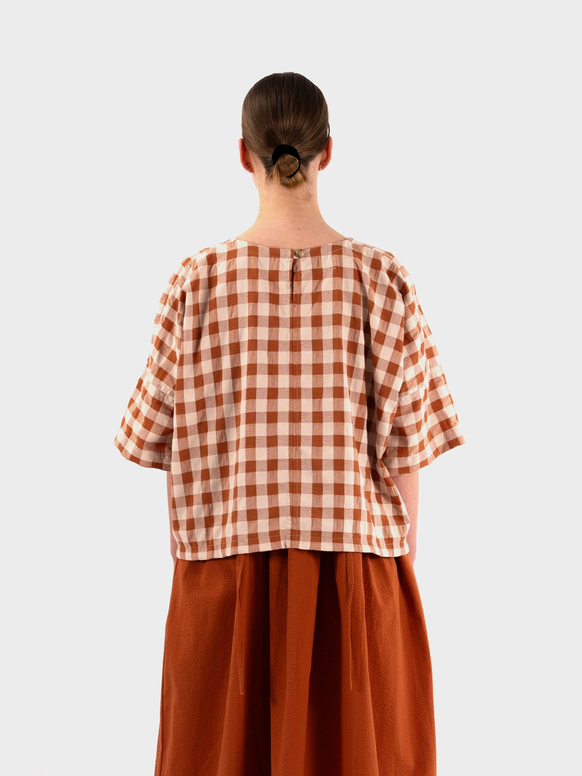 Kate Sheridan Edie Top - Rust Gingham