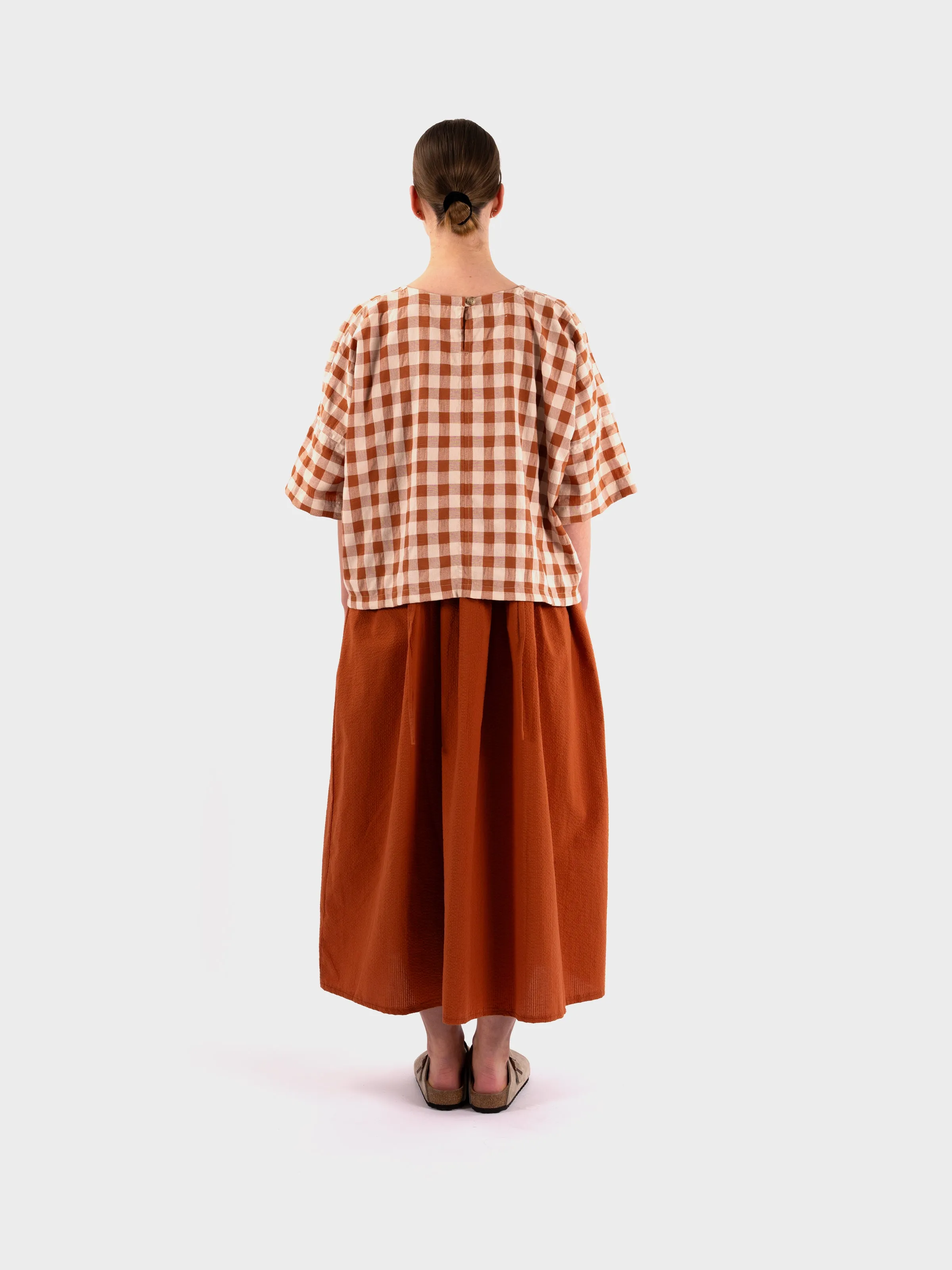 Kate Sheridan Edie Top - Rust Gingham