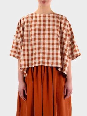 Kate Sheridan Edie Top - Rust Gingham