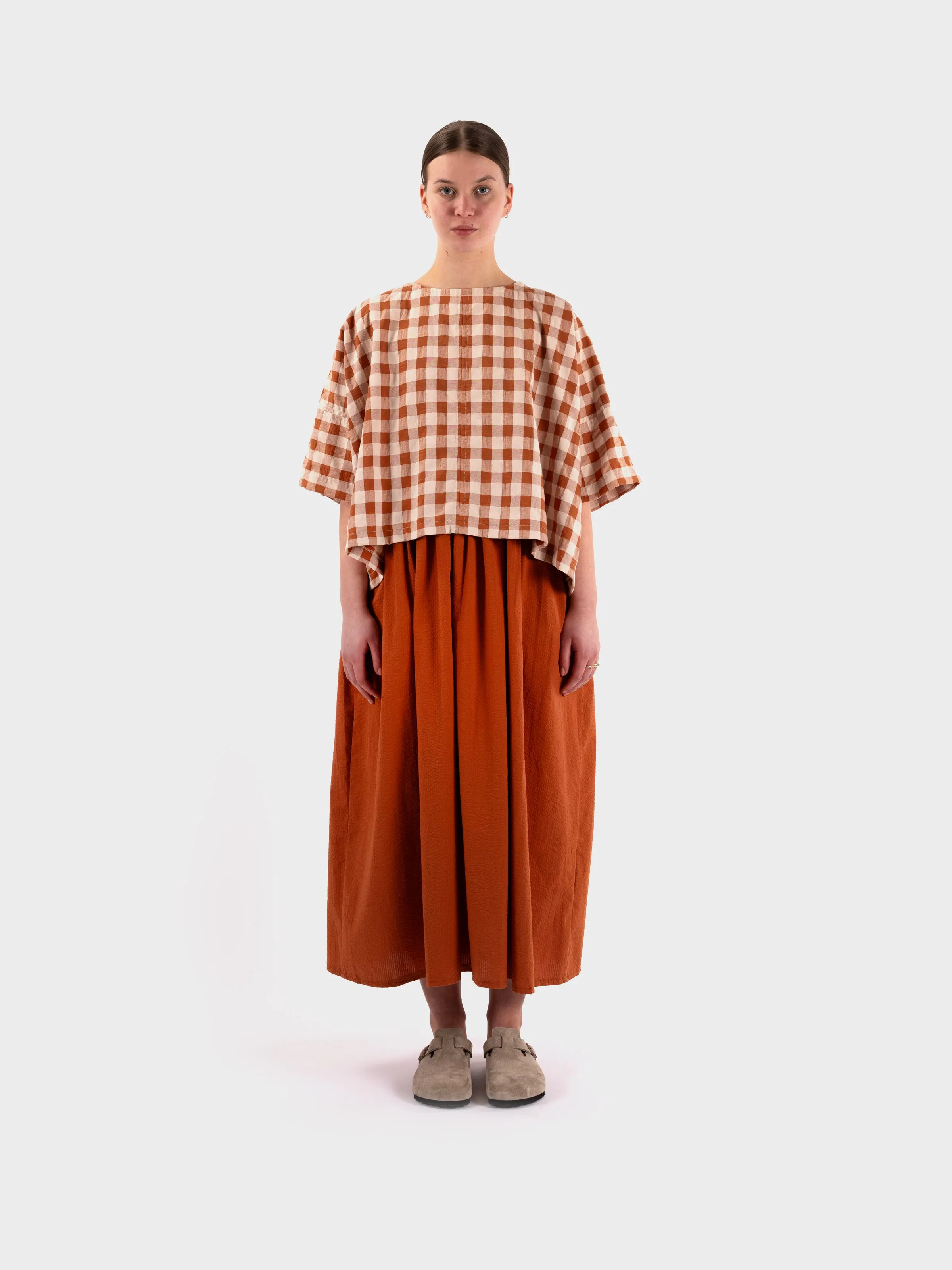 Kate Sheridan Edie Top - Rust Gingham